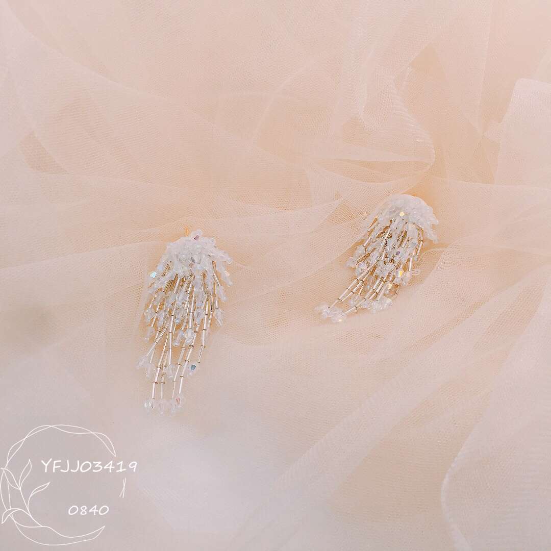 Korean Super Sin Pure Handmade Beaded Crystal Personality Features High-Grade Earrings Specification drawing