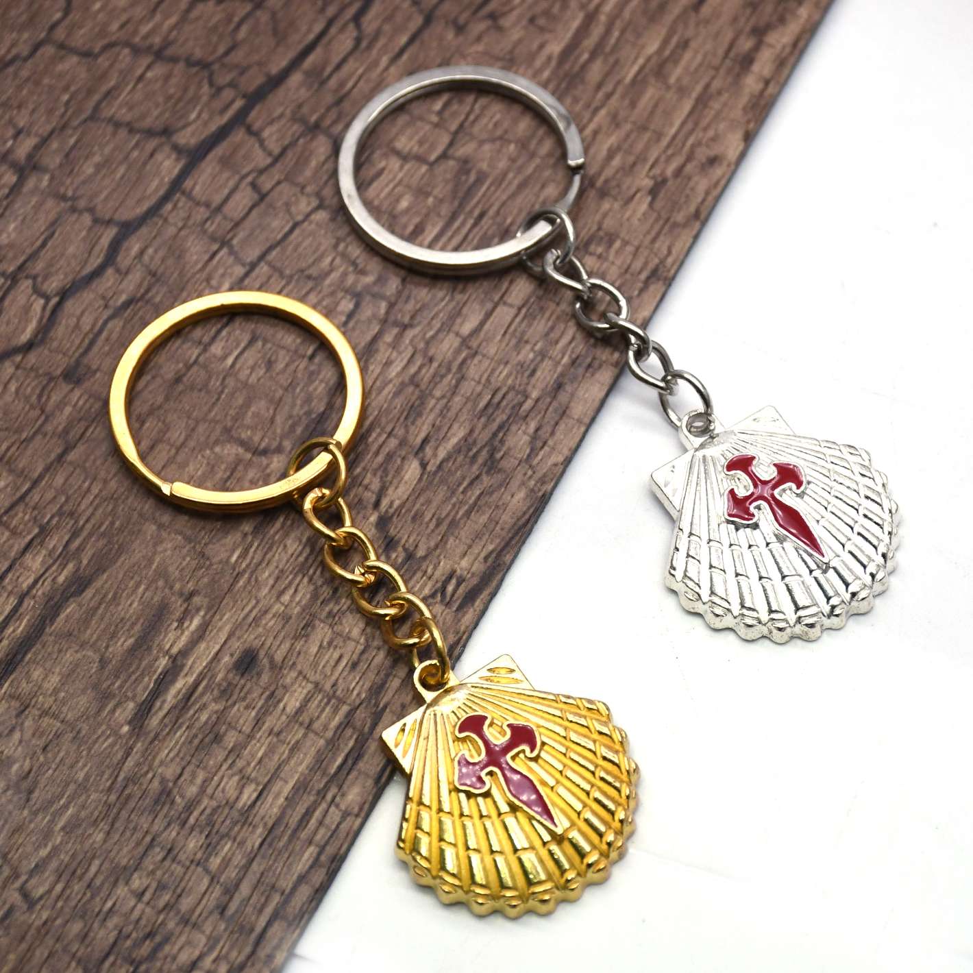 Seaside souvenir shell crucifix keychain ornament pendant religious gift gift