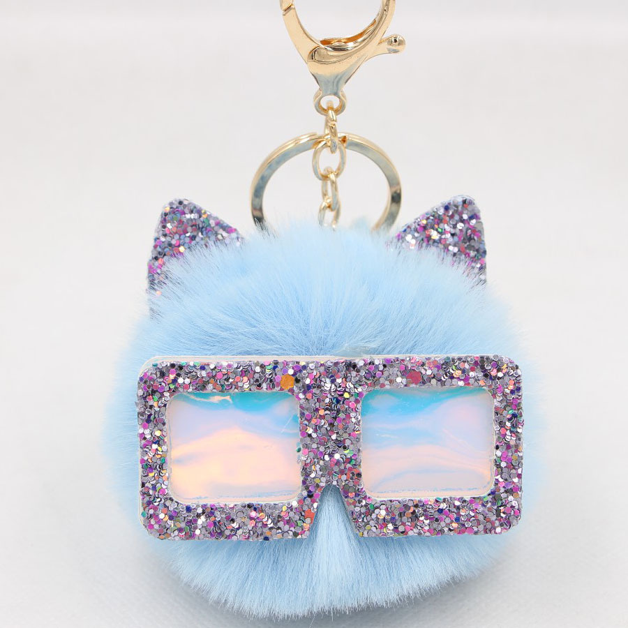 Glitter Glitter Glitter Spectacle Frames Hairball Ears Keychain Pendant Plush Pendant Accessories For Women's Boutique Bags details Picture