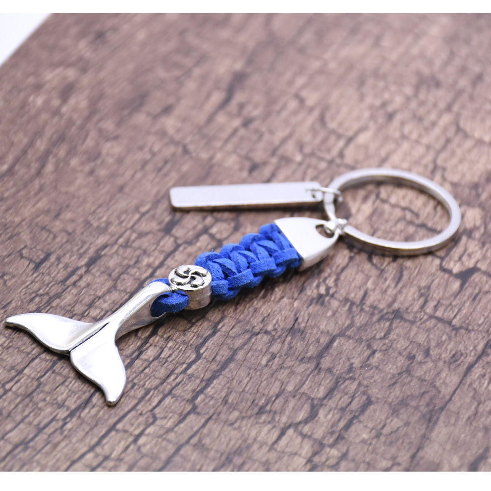 Hand-woven fish-shaped shell velvet rope keychain pendant, seaside travel gift undefined
