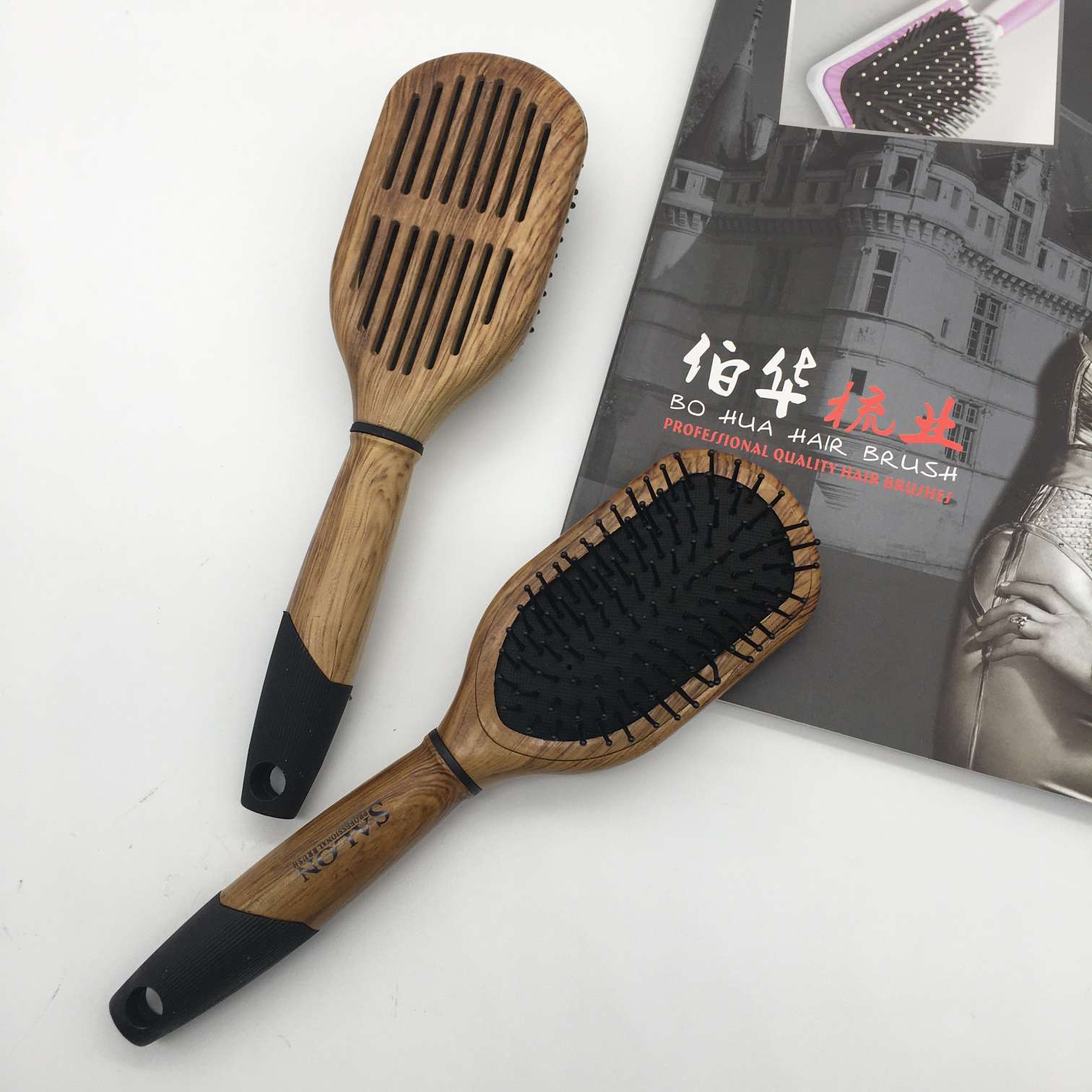 Custom-made wood grain comb health massage comb rubber skin comb boutique comb gift comb airbag comb hair products hair styling tools thumbnail