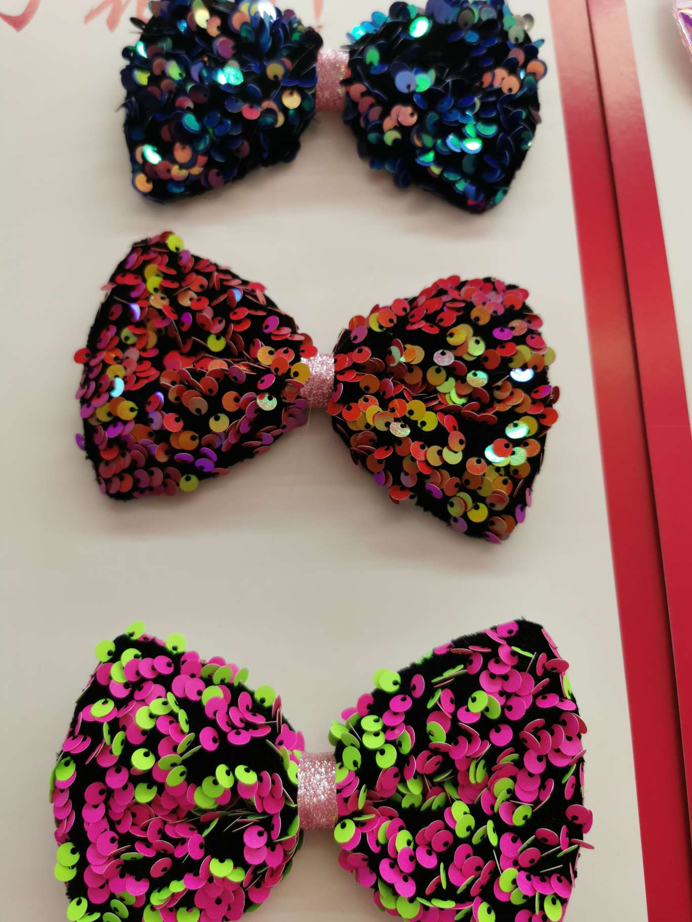 12.5 cm 3mm iriered patchwork bow tie details Picture