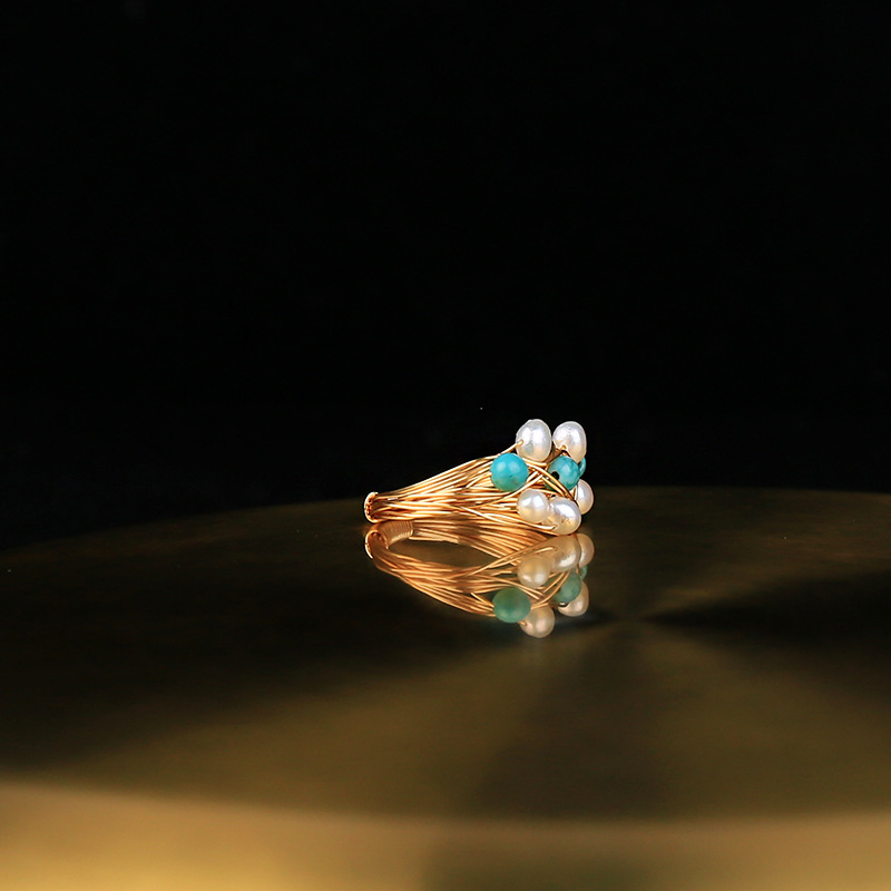 Natural pearl turquoise handcrafted ring undefined