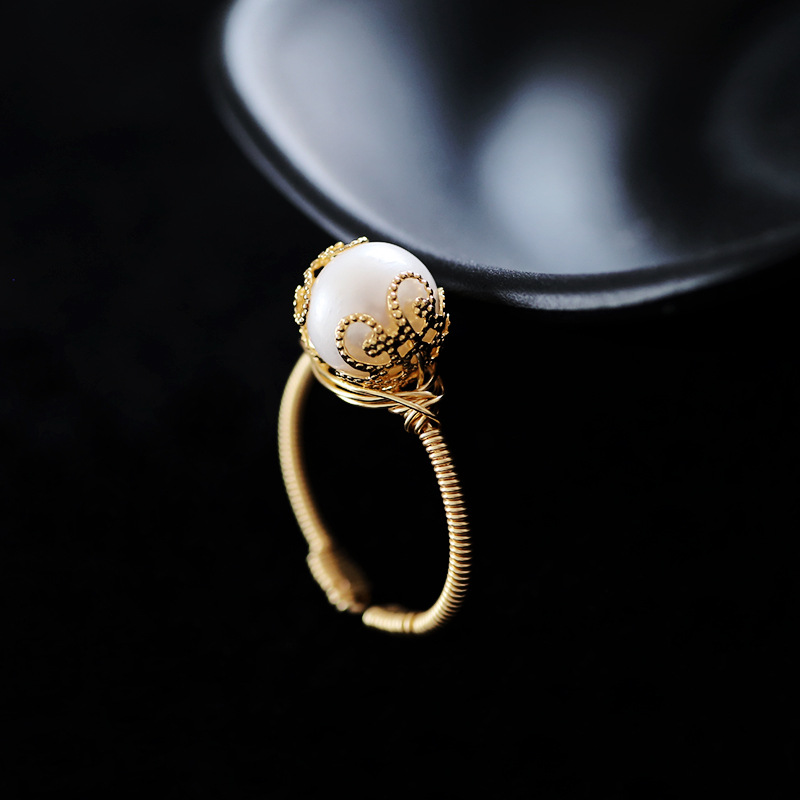 Natural pearl handmade Baroque ring