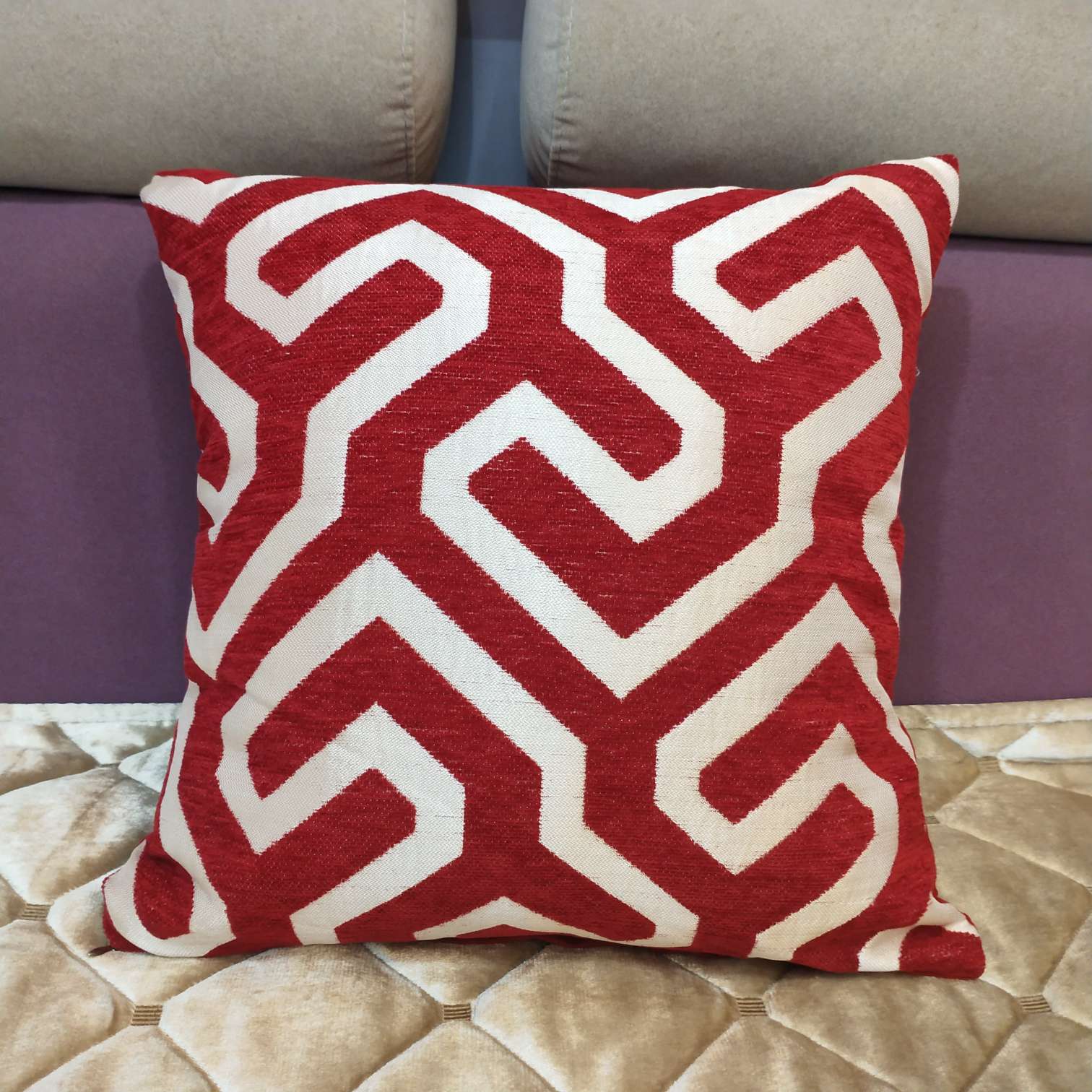 2个起订厂家直销 欧式雪尼尔抱枕沙发靠垫办公室靠背白底实物图