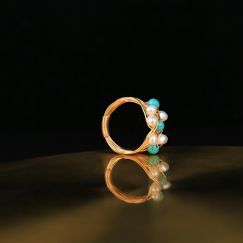 Natural pearl turquoise handcrafted ring Item Picture