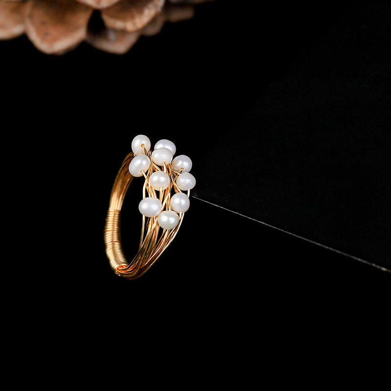 Natural pearl handcrafted starry sky ring