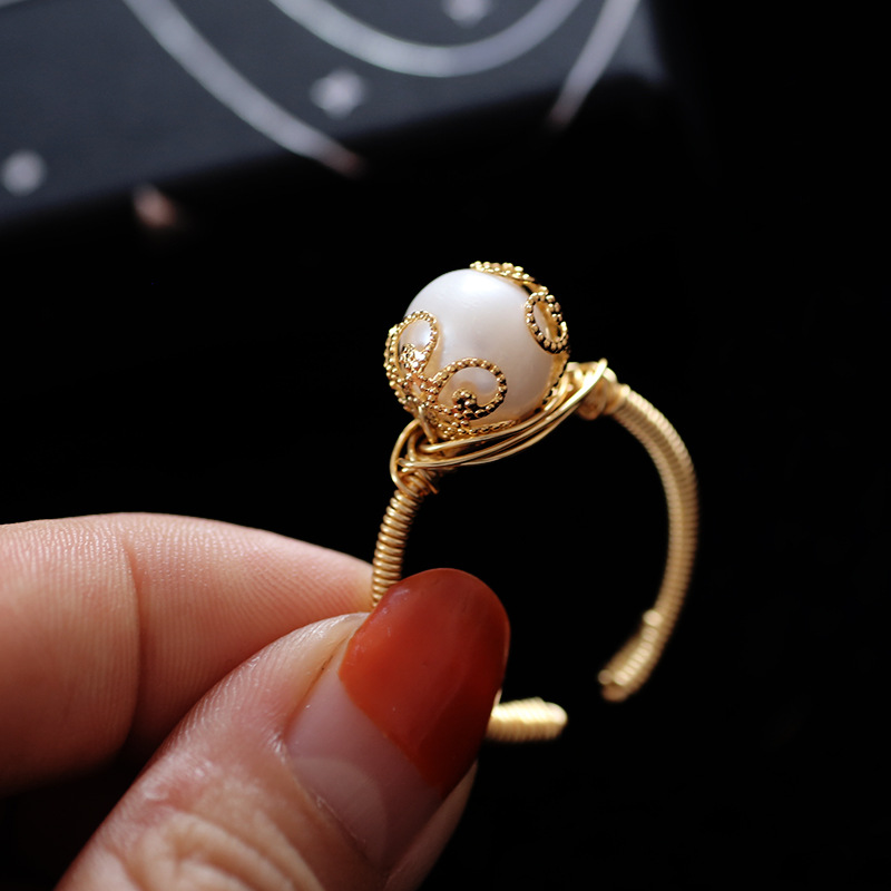 Natural pearl handmade Baroque ring details Picture
