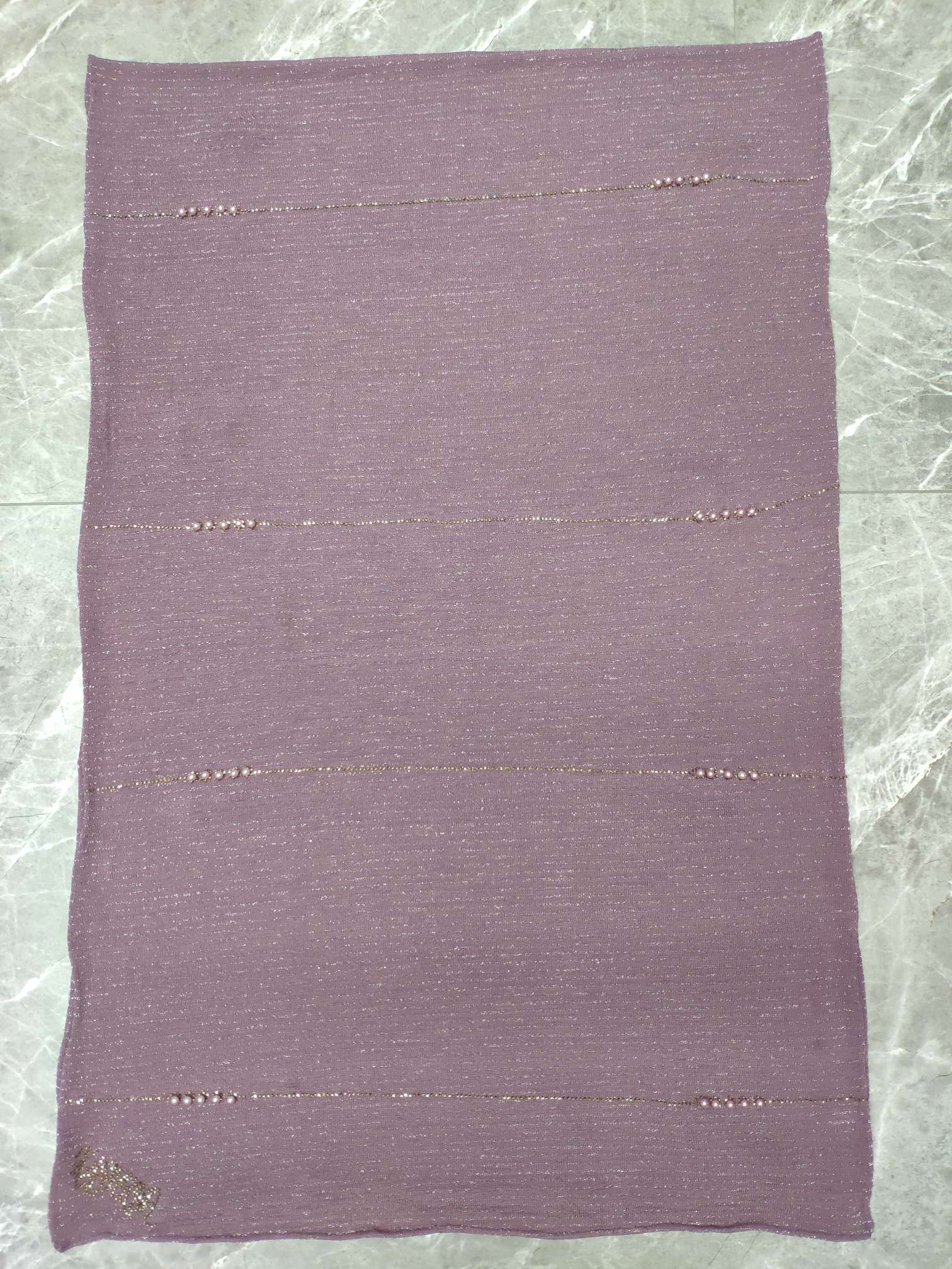 Elastic pearl long scarf