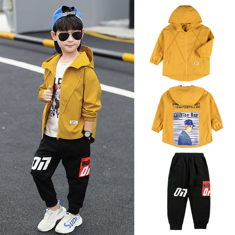 The new children's hoodie and long-sleeved two-piece boy's Spring and Autumn suit is handsome thumbnail