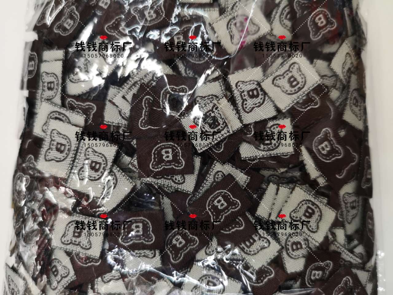 小标签handmade织唛手工饰品发饰皮筋配件发饰装饰用反面背标商标小熊头B