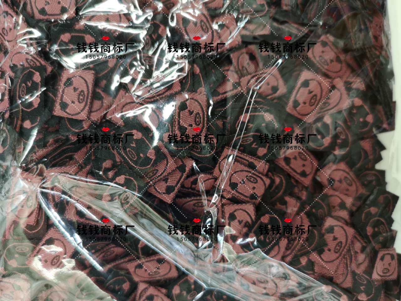 黑底粉色猪猪DIY 标签韩国韩版手工制作布标布贴商标织唛DIY发饰材料配件产品图