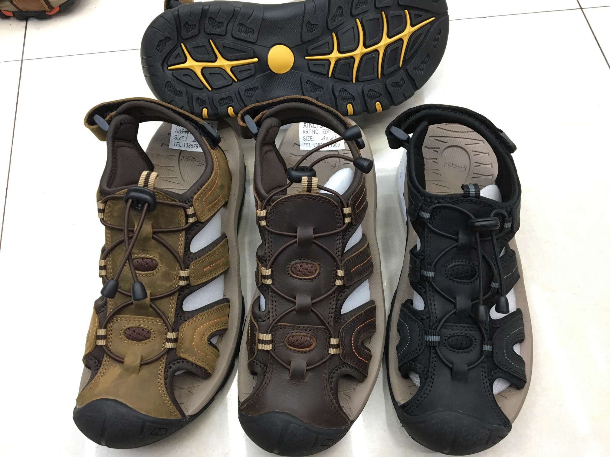 50-2 Baotou beach shoes Men's sandals Beach sandals Broken leather TPR outsole MD midsole