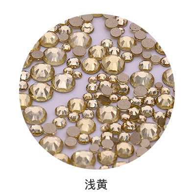 Light yellow gold base flat-bottom diamond imitation Austrian nail drill