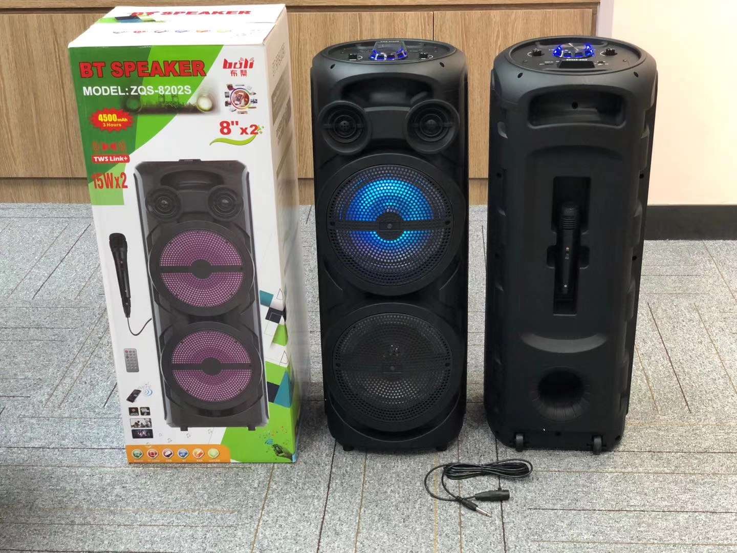 🎤 New dual 8-inch models are now available ✨ new model: ZQS-8202S# knob adjustable machine size: 300*300*775MM color box size: 310* Application Scenario