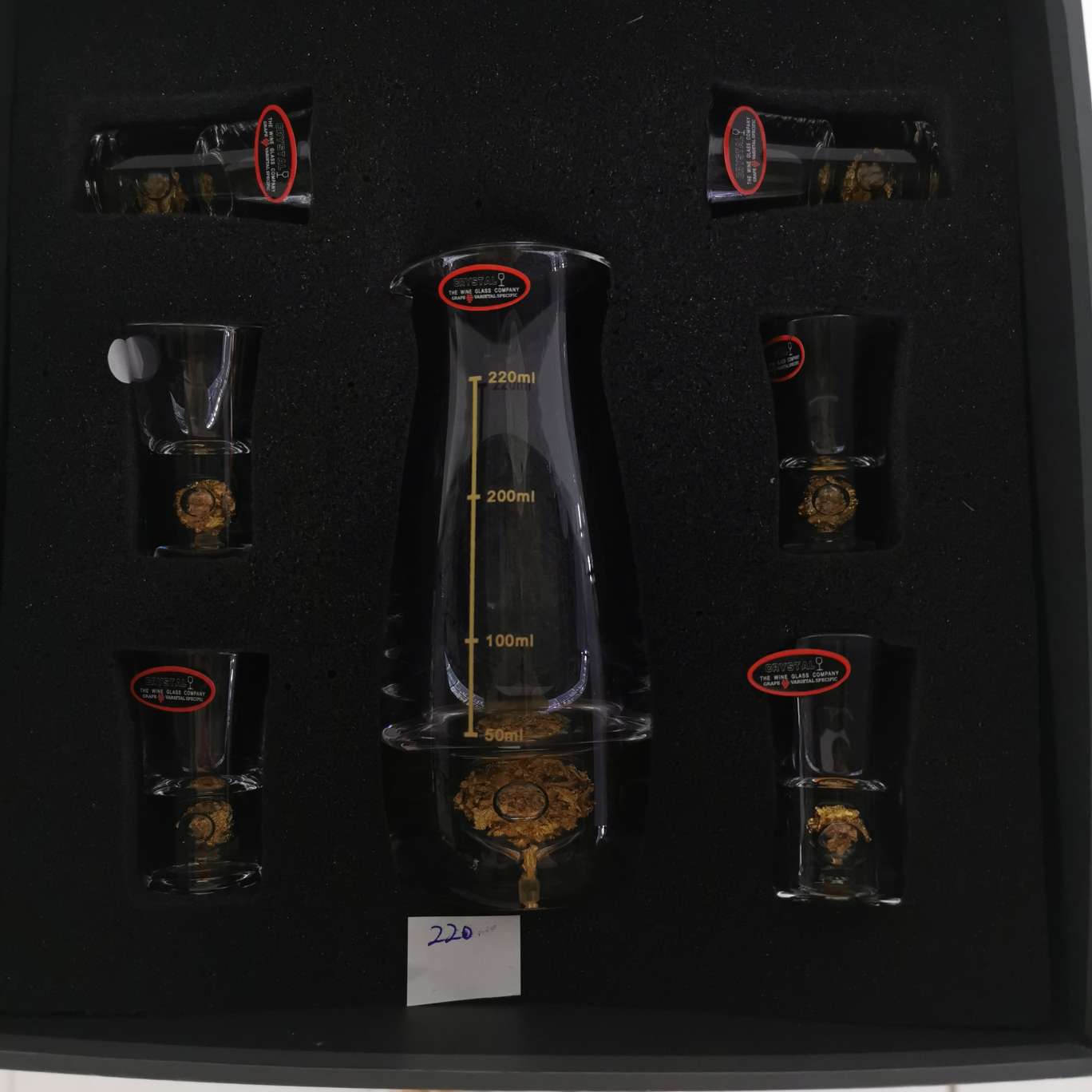 White spirit cup, gold foil crystal glass, lead-free handcrafted, one-sip spirits household wine dispenser and wine pot gift box set Specification image