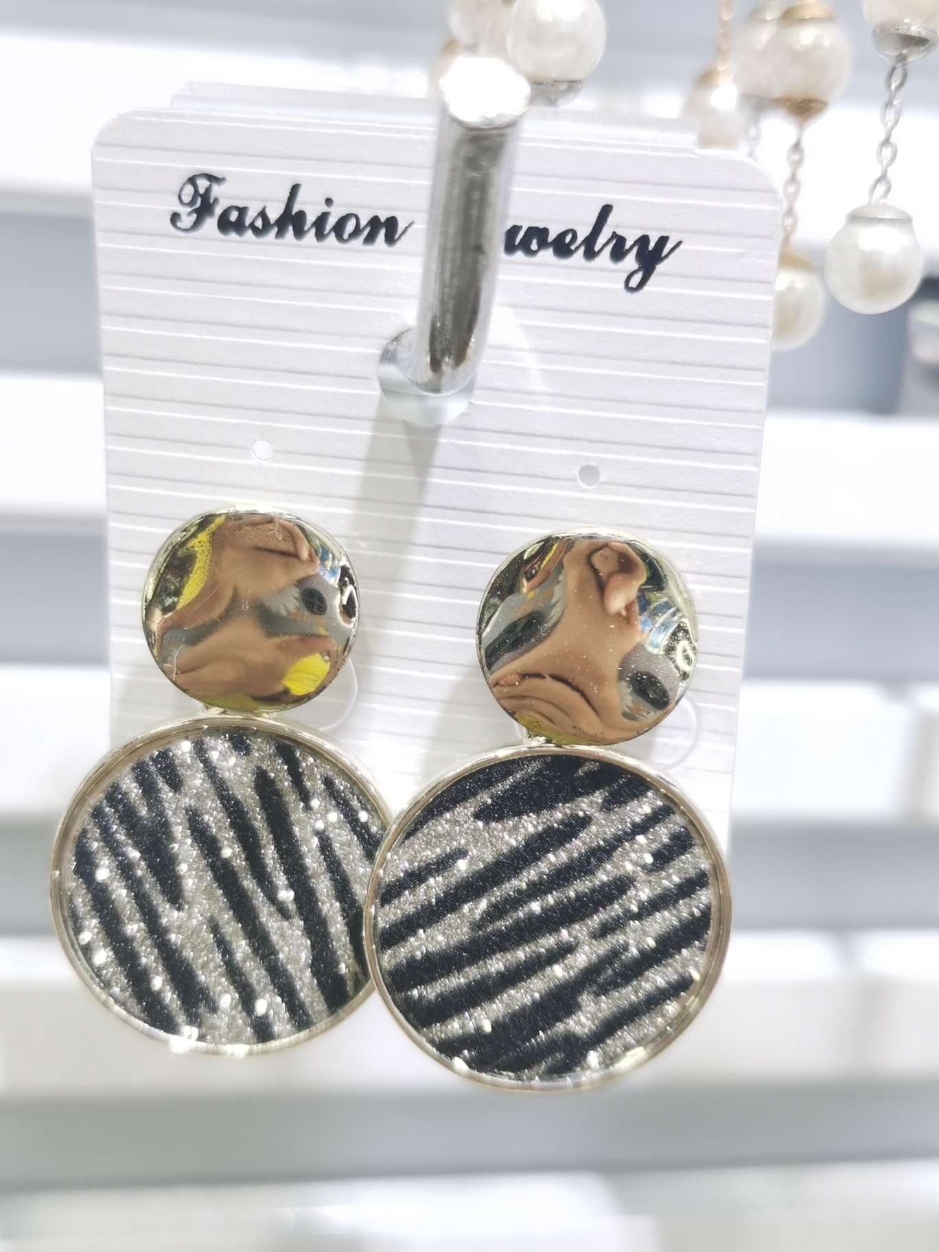 Zebra print earrings