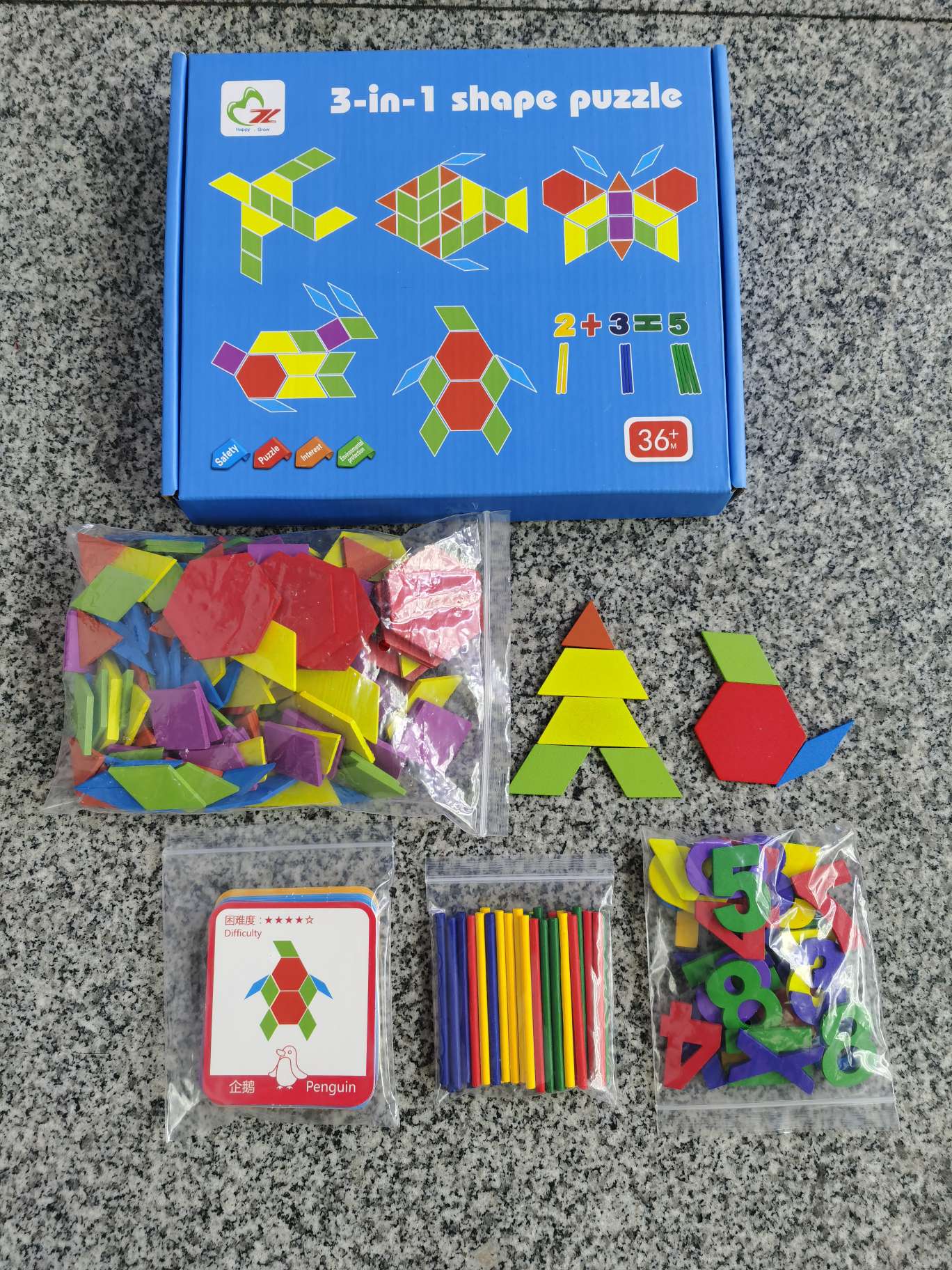 3-in-1 puzzle jigsaw puzzle Jigsaw puzzle with digital building blocks for children's toys