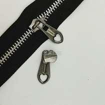 5# metal aluminium tooth zipper black nickel double sided heart zipper head luggage garment home textile general