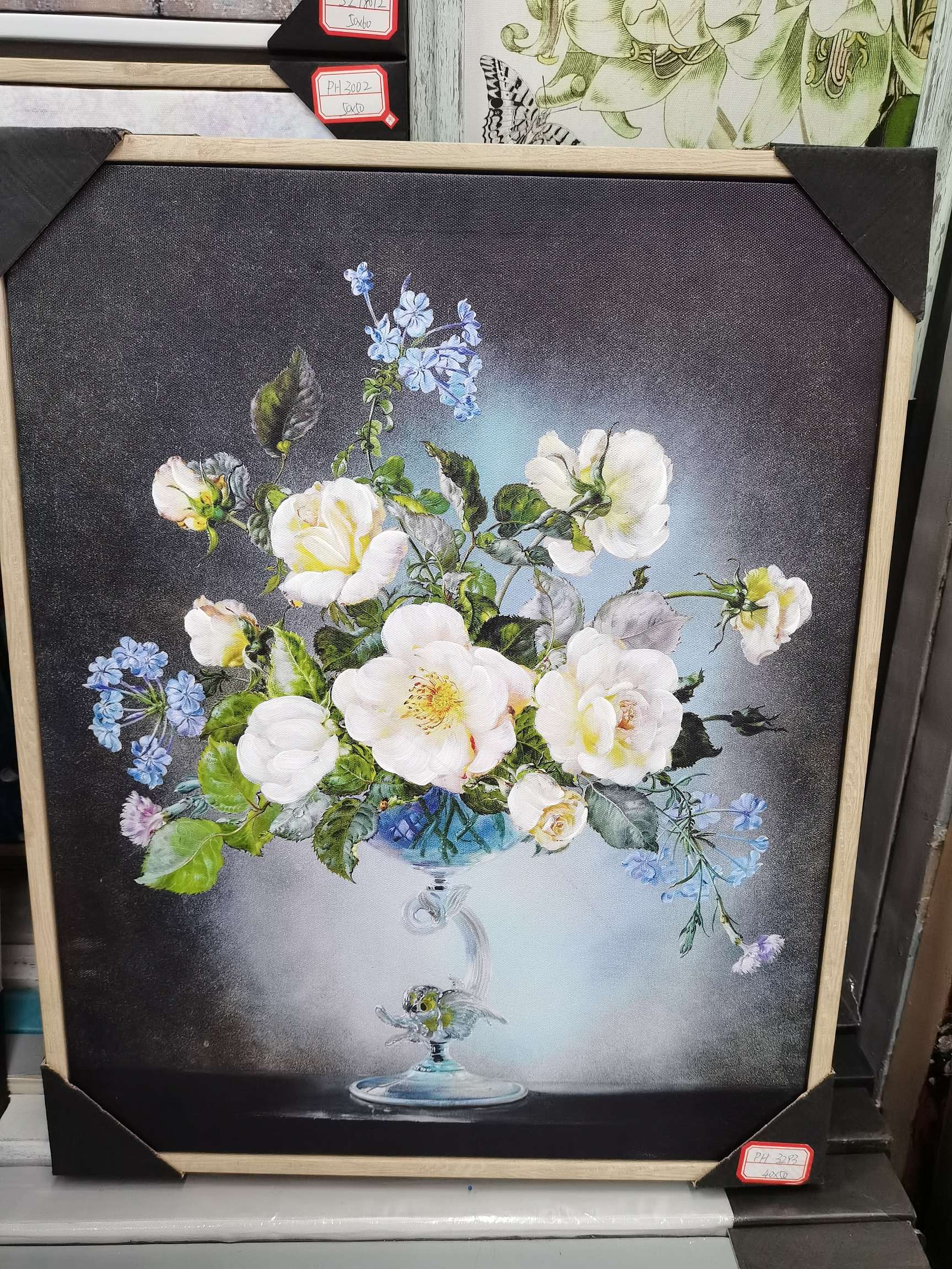 Handcrafted oil painting European-style white flowerpot