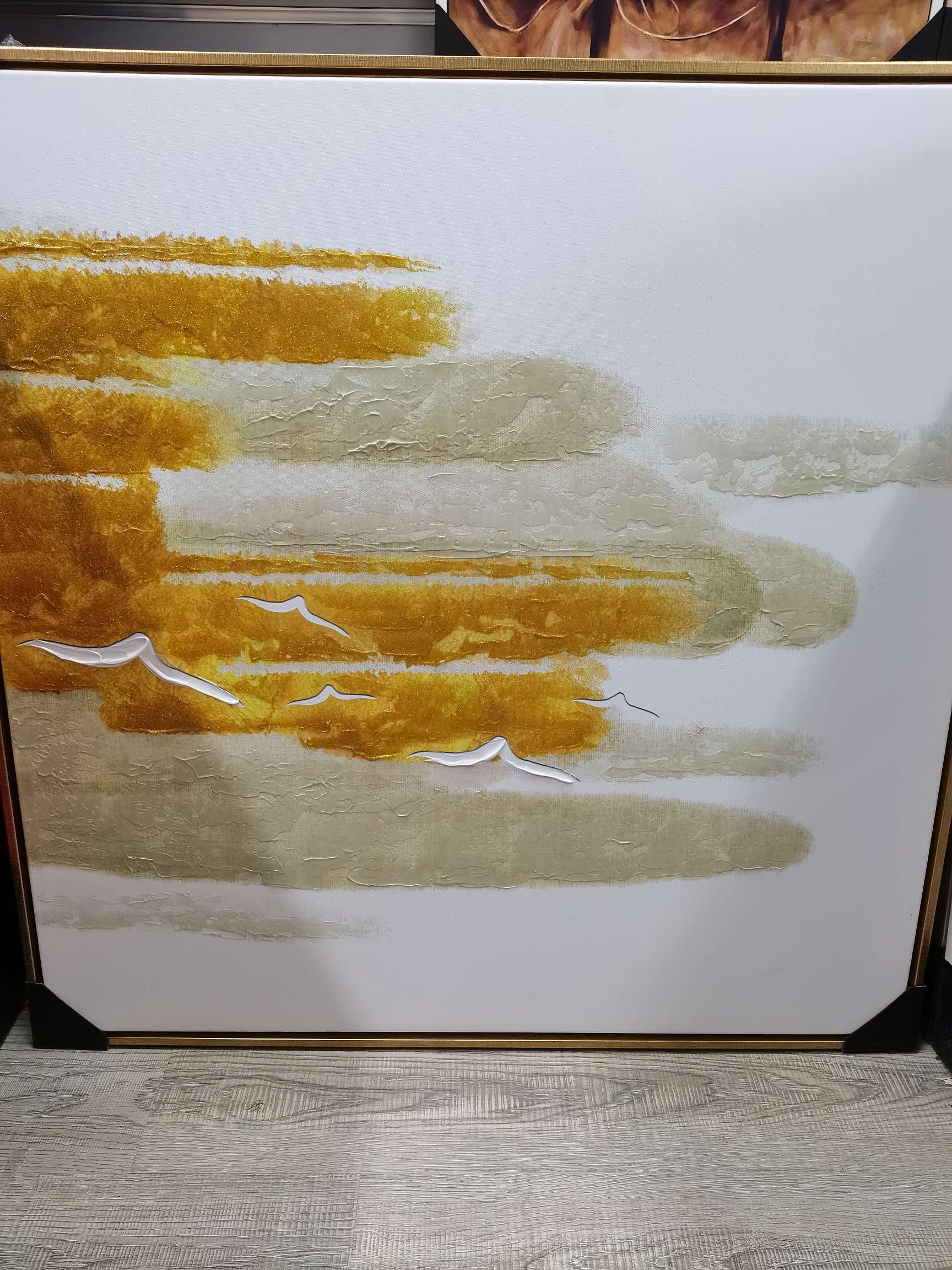 手工油画天空任鸟飞