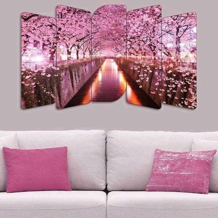 挂画墙画五拼风景画装饰