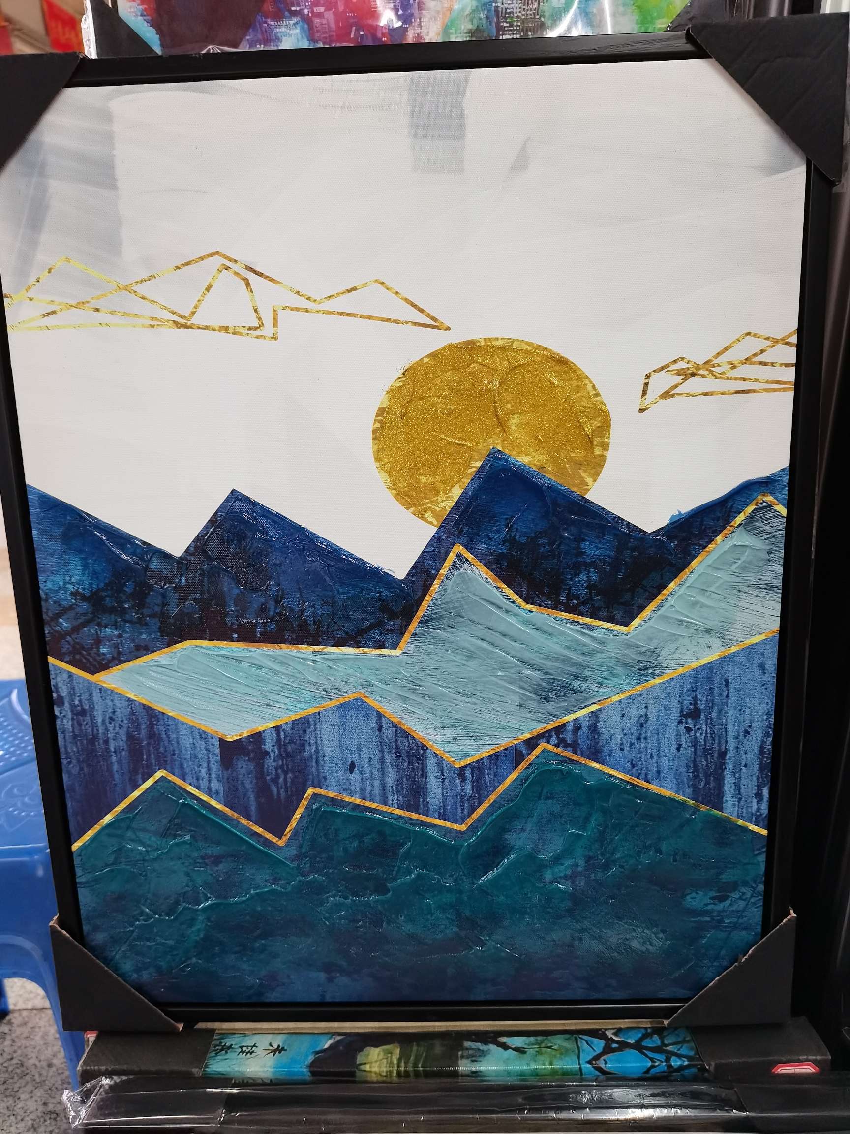 手工油画抽象海上生明月