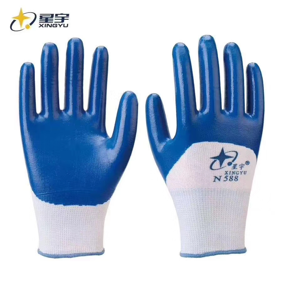 Xingyu N588 Nitrile semi-hanging protective labor gloves are wear-resistant, impregnated with rubber and oil-proof. They are directly dispatched from the manufacturer with free shipping details Picture