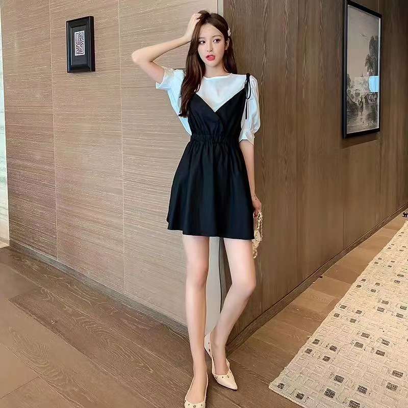 Two piece overalls in black and white thumbnail