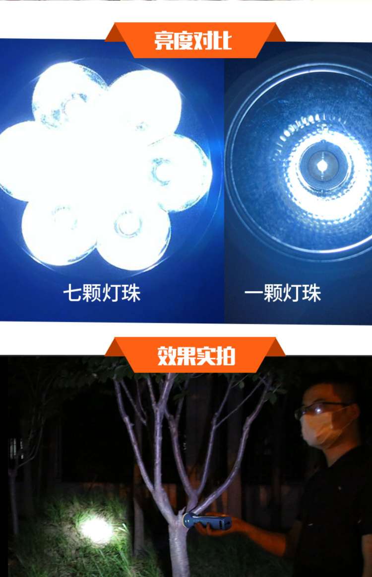 久量 LED-962C 充电手电筒家用照明户外探照灯强光小手电应急灯详情图8