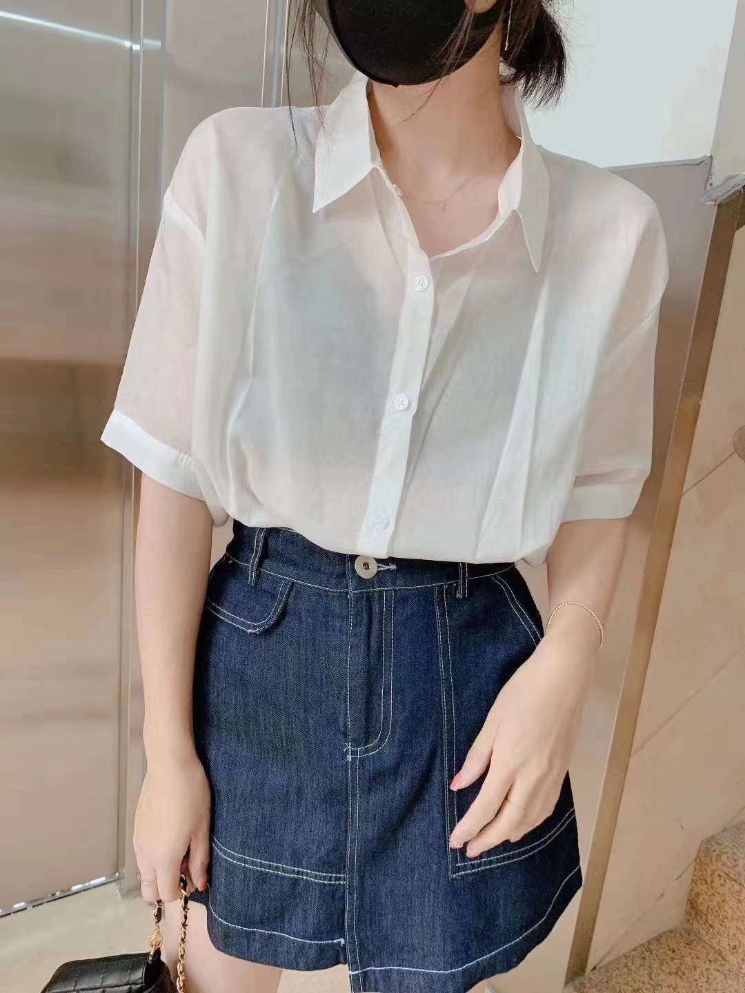 韩版衬衫白底实物图