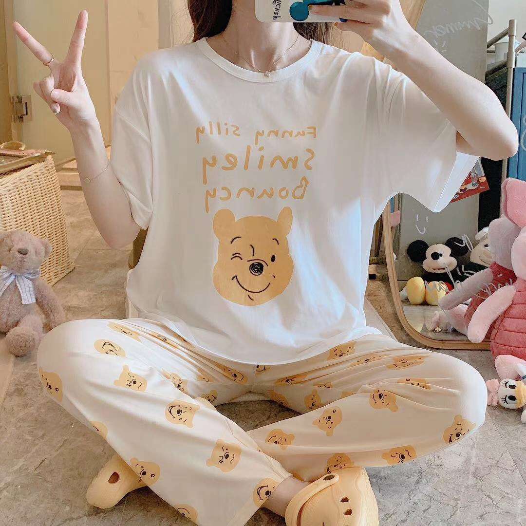 Knitted Women's Summer Pajamas Home Wear Short Sleeve Pants Four Sizes M-Xxl Specification drawing