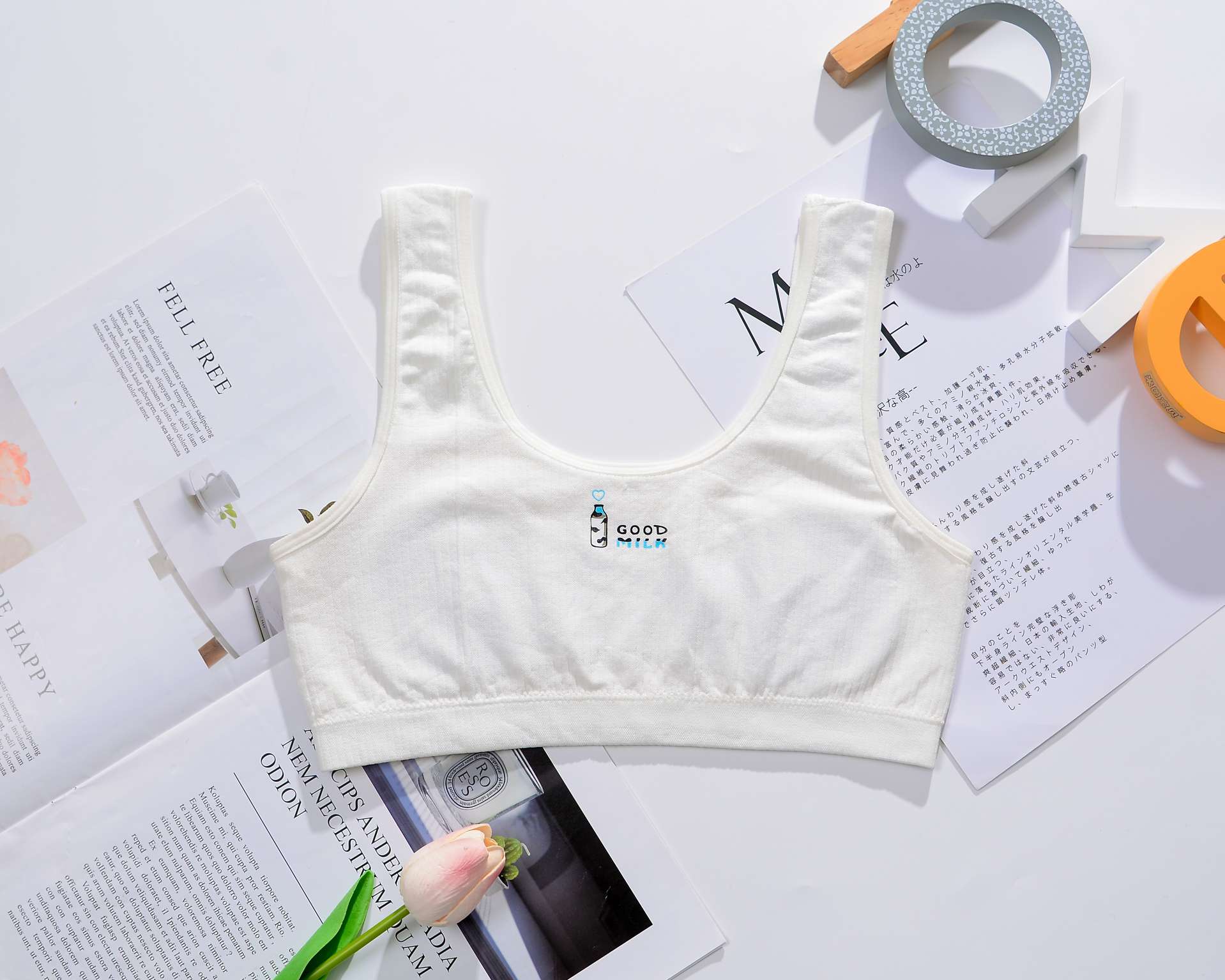 Summer Thin Girls Vest Bra No Trace No Underwire Comfortable Underwear details Picture