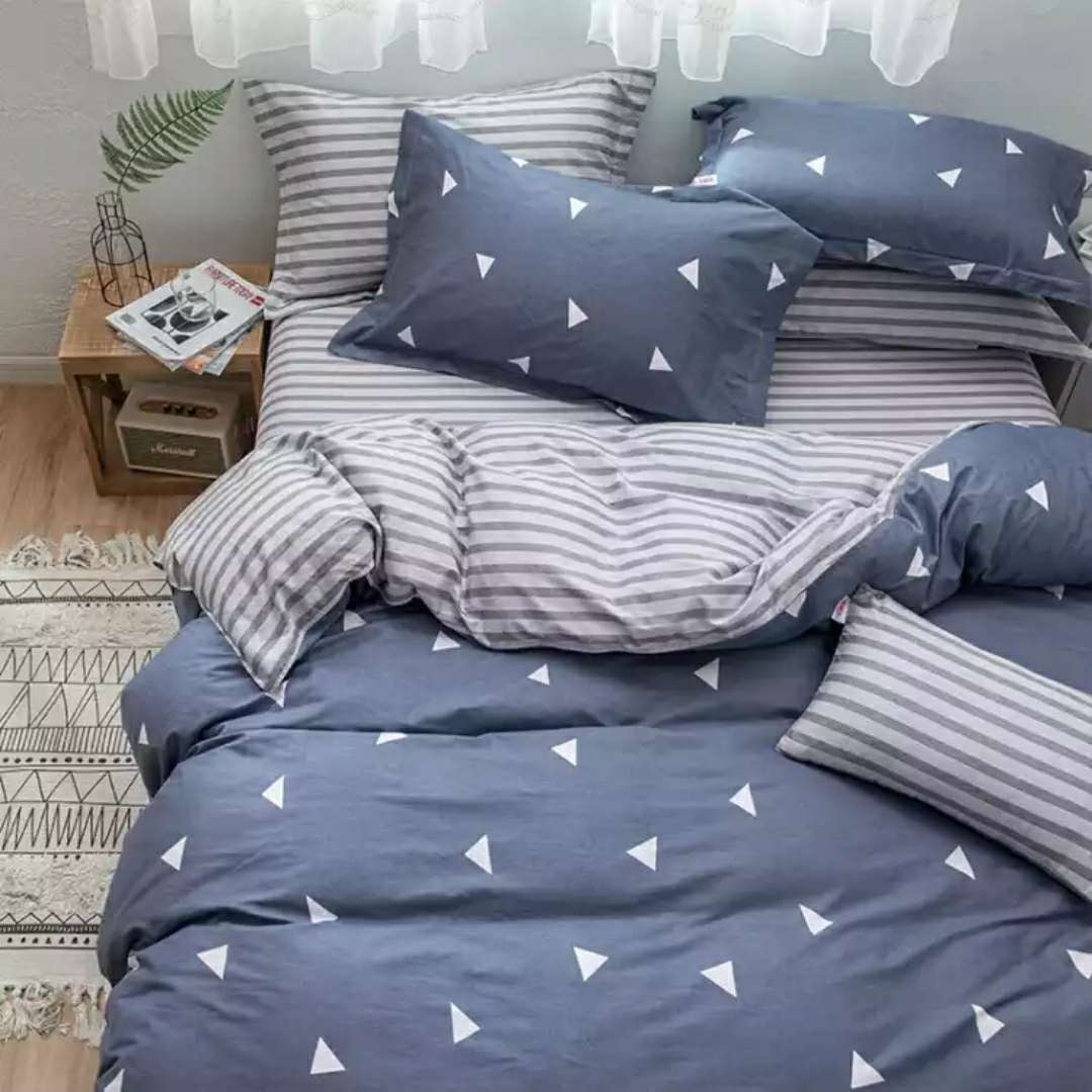 Free Cotton Four-Piece Set Pure Cotton Double Bed Sheet Set Pillowcase Blooming D Orange