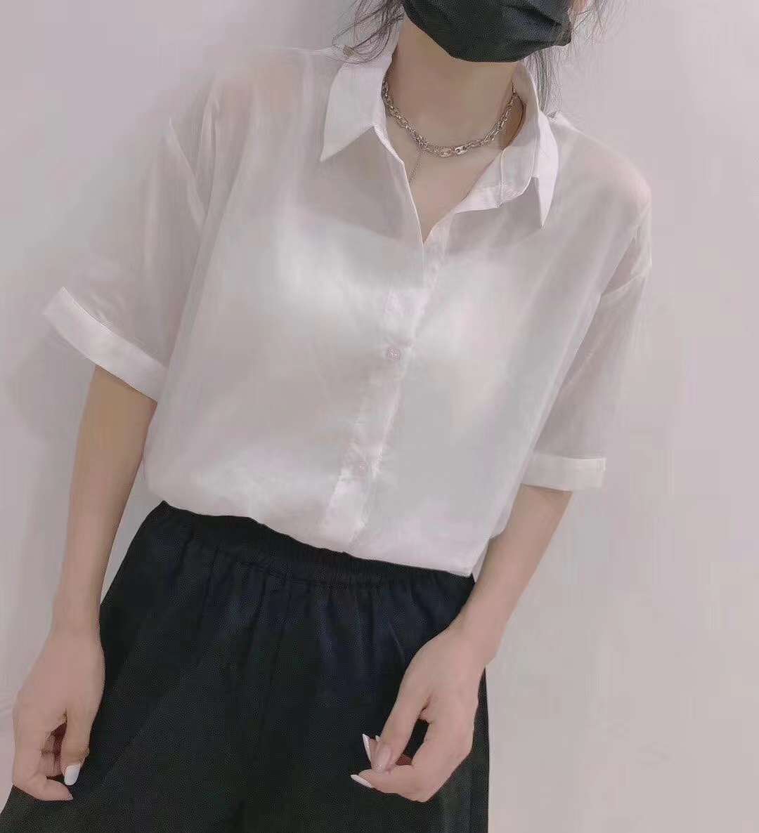 韩版衬衫细节图