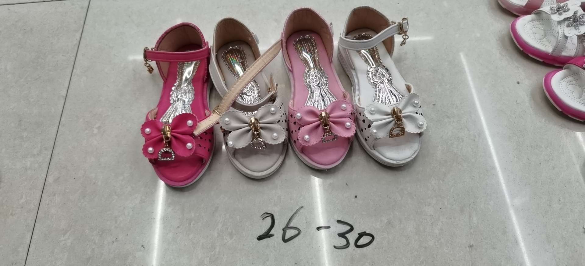 2023 Spring Children Students Perform Korean Version Of Girls' Bow Girls' Sandals 08 Leather Inner Casual Etiquette Shoes
