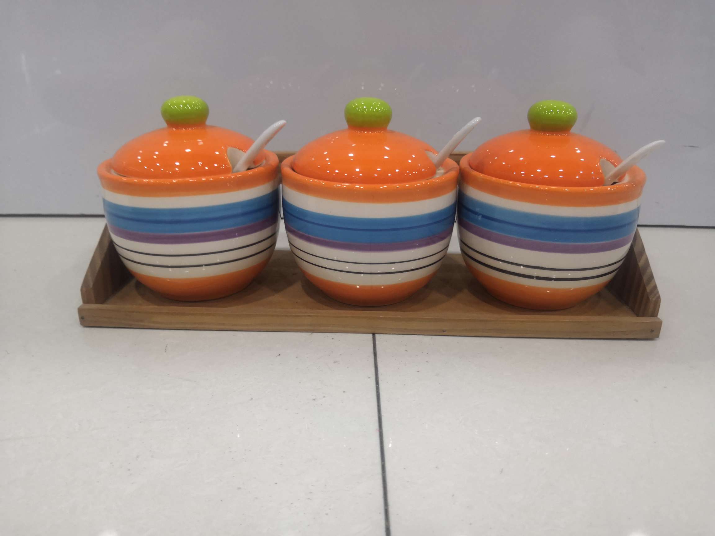 Dingmei Ceramic Set three-seasoning jars, new season models, factory direct sale, in stock direct sale details Picture