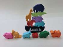 Animal balance beam stack tall toy wooden cartoon animal DIY building block game