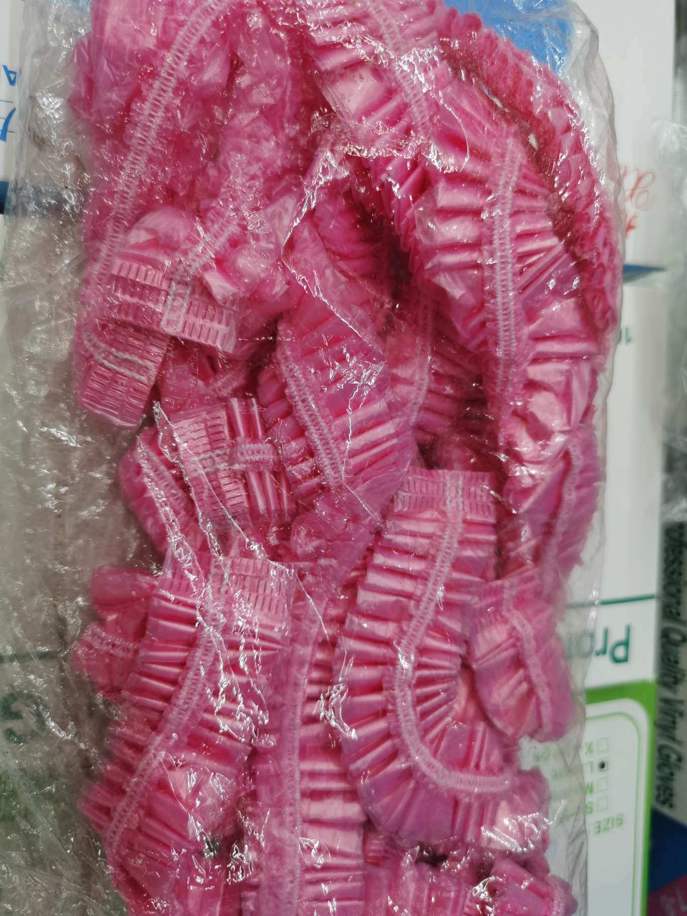 浴帽 条形帽 粉色