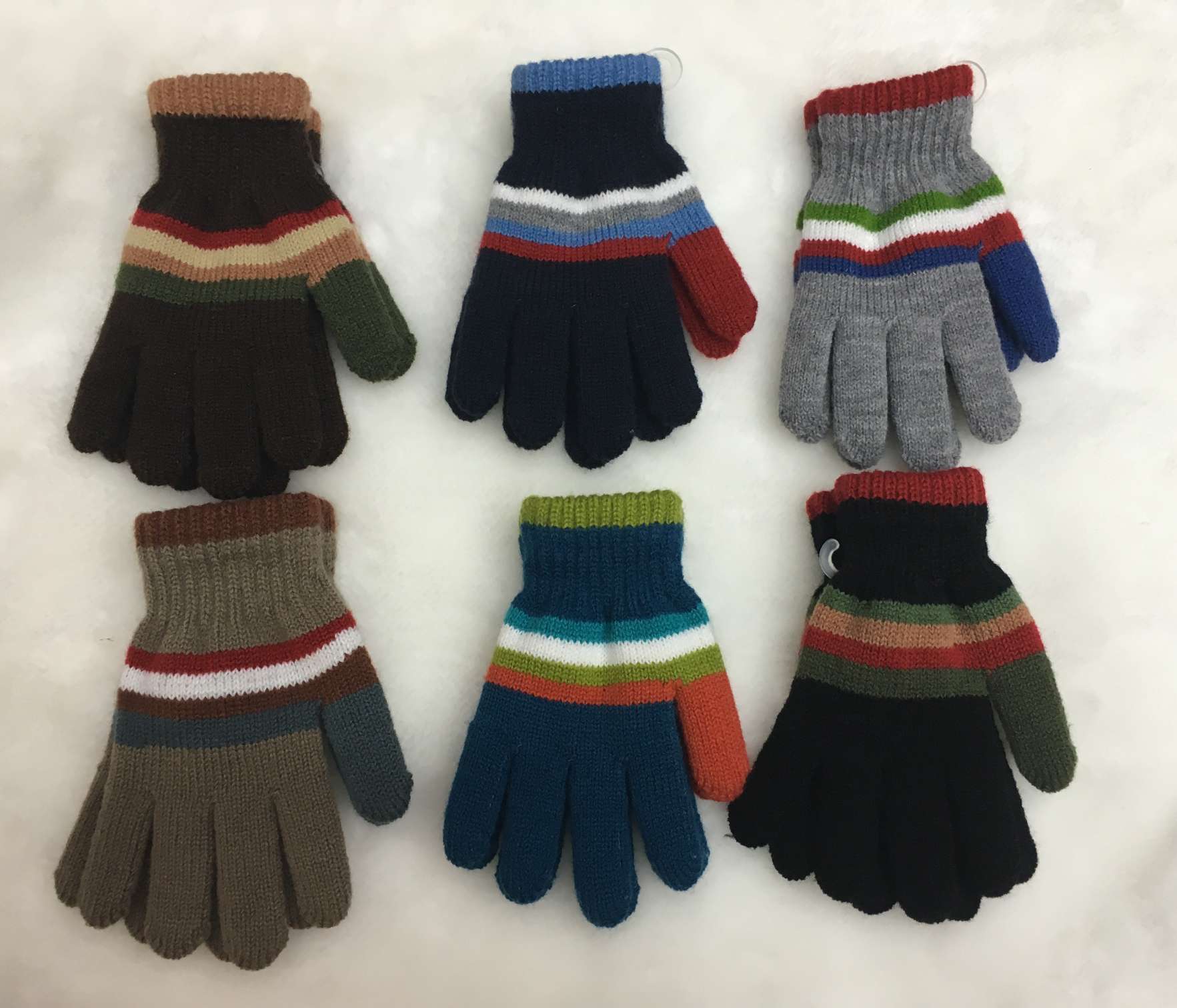 儿童男童5色条纹仿羊绒拉毛全指