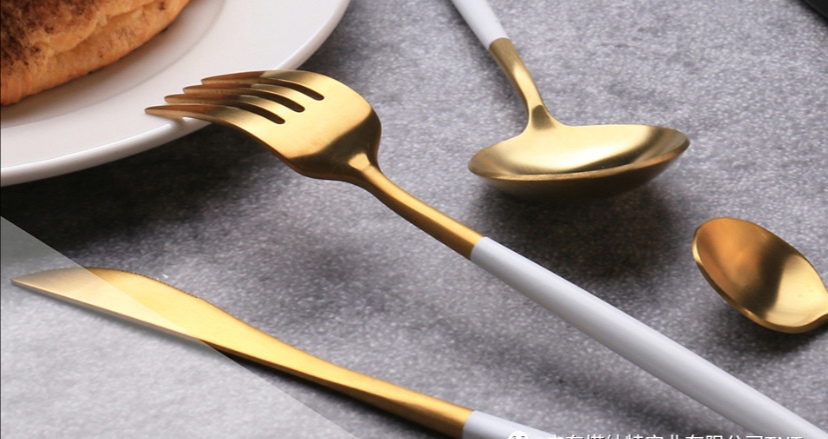 网红刀叉系列  不锈钢拉丝白主餐勺产品图