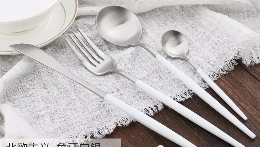 网红刀叉系列  不锈钢拉丝白主餐勺