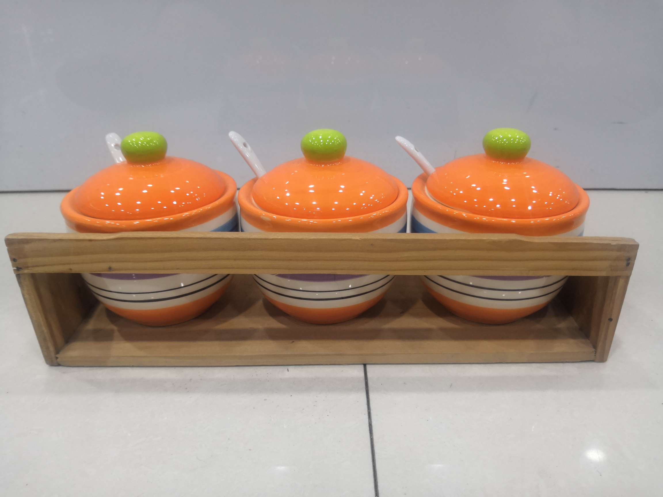 Dingmei Ceramic Set three-seasoning jars, new season models, factory direct sale, in stock direct sale Specification image