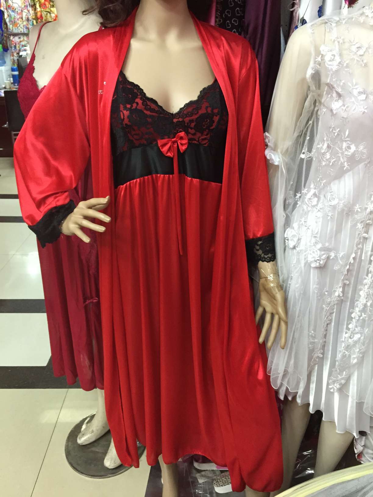 Two Piece Ice Silk Nightdress