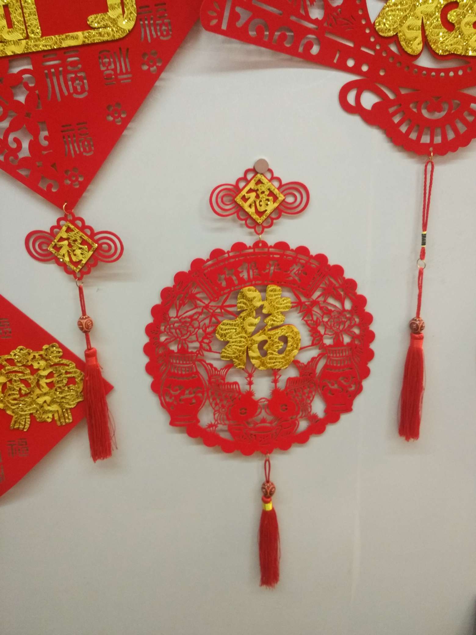 绒布镂空福字挂件春节装饰节庆用品
