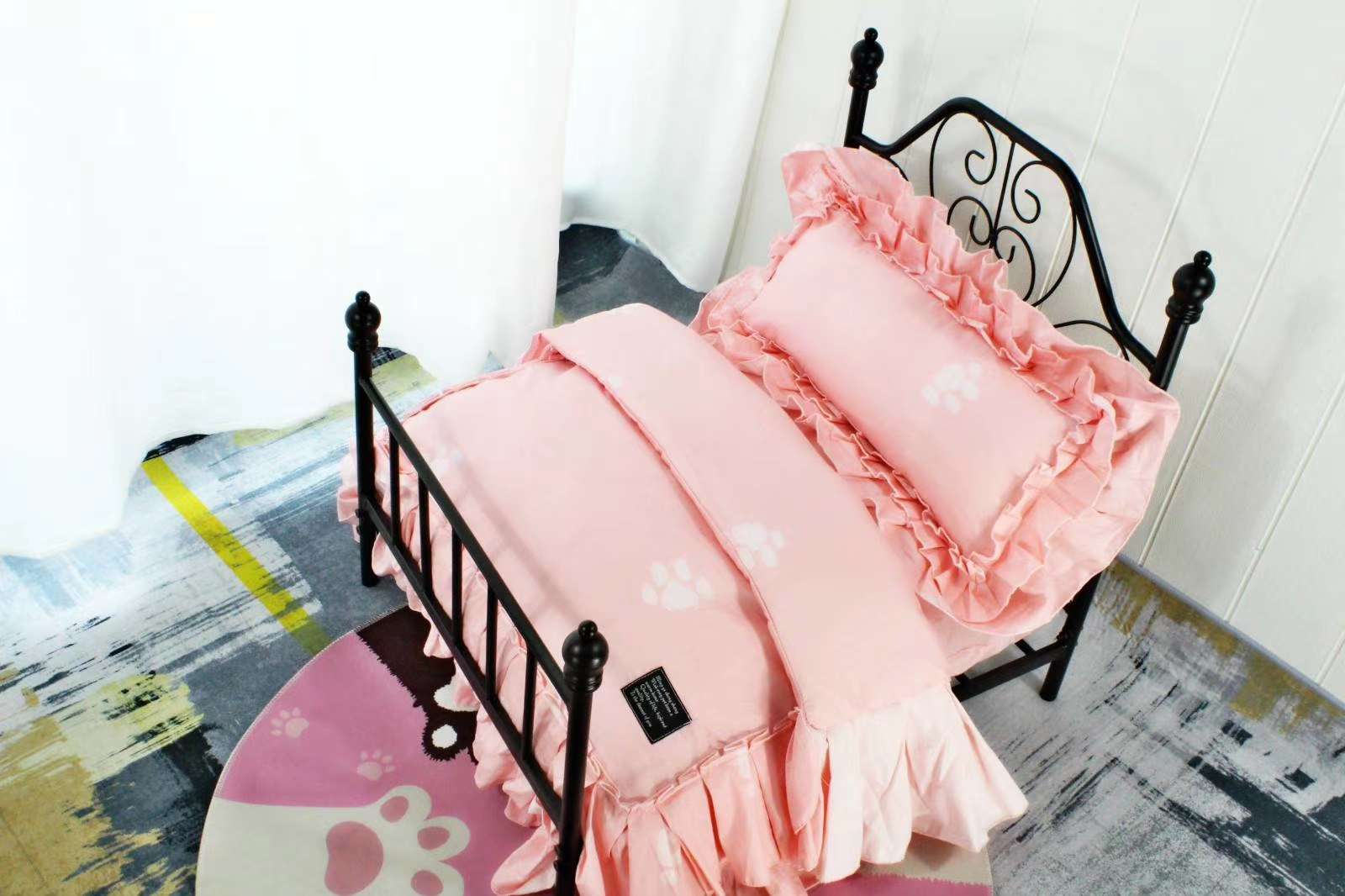 爆款宠物床系列铁艺宠物床架+纯棉床品四件套床品垫子全可拆洗现预订中，需要老板们联系啦详情图10
