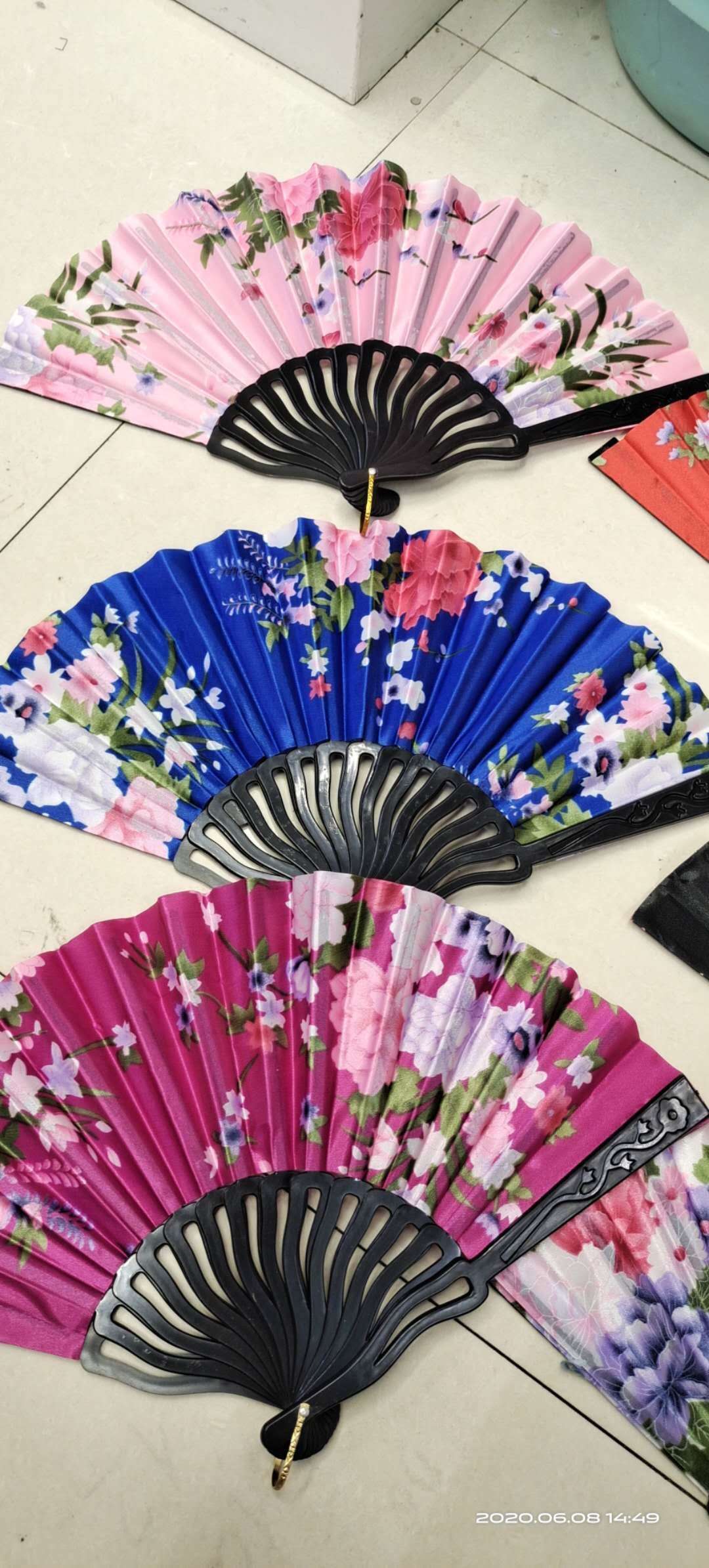 扇子，稠布扇弯秆稠布扇花形布扇赠品扇礼品扇产品图