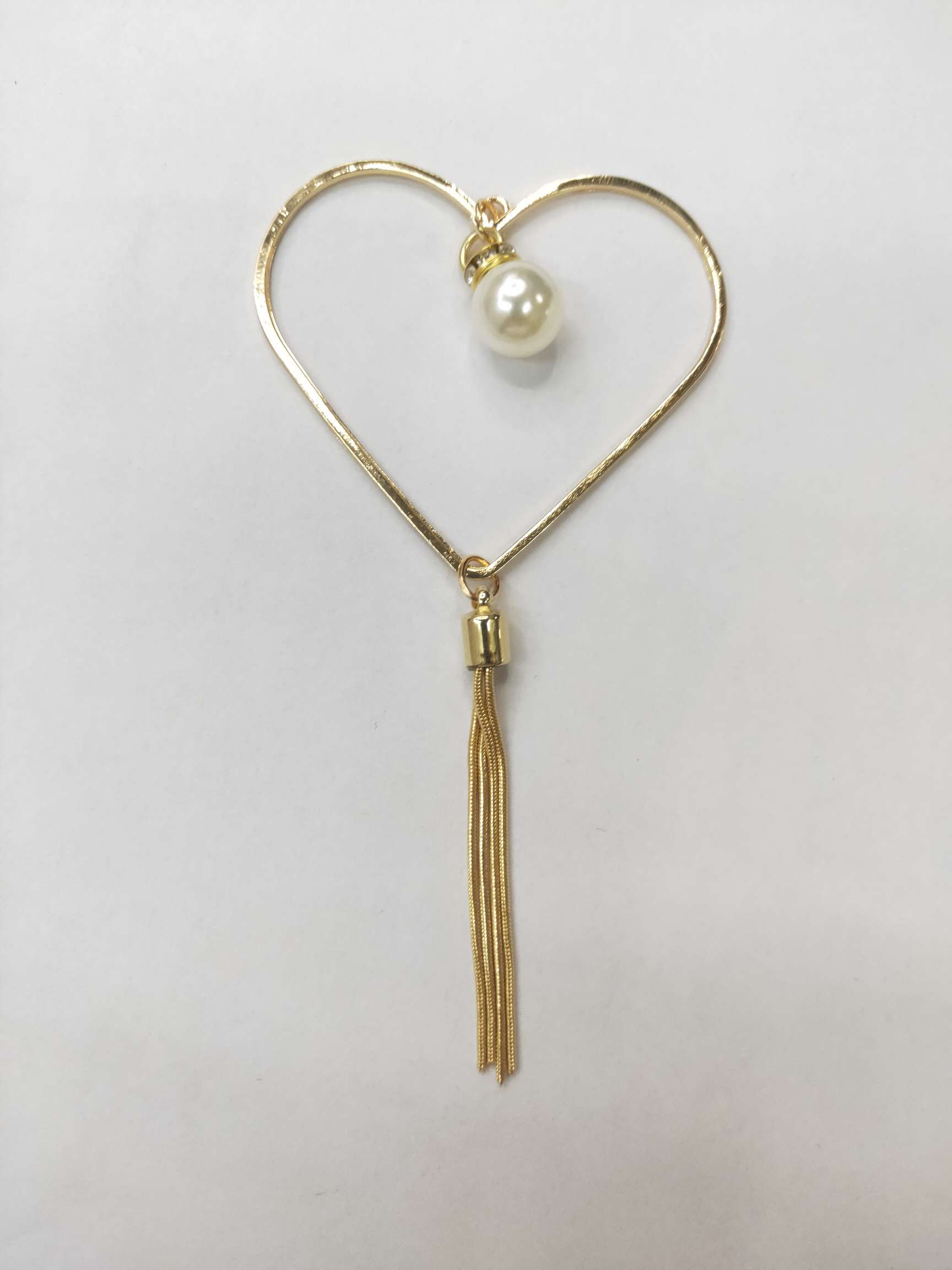 合金桃心珍珠流苏挂件