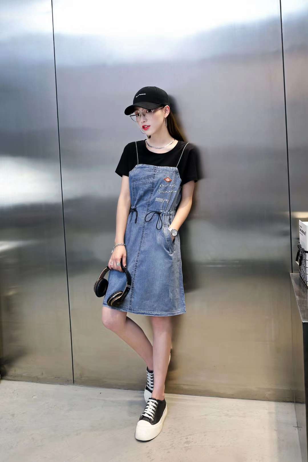 Jeans fake two slip dresses