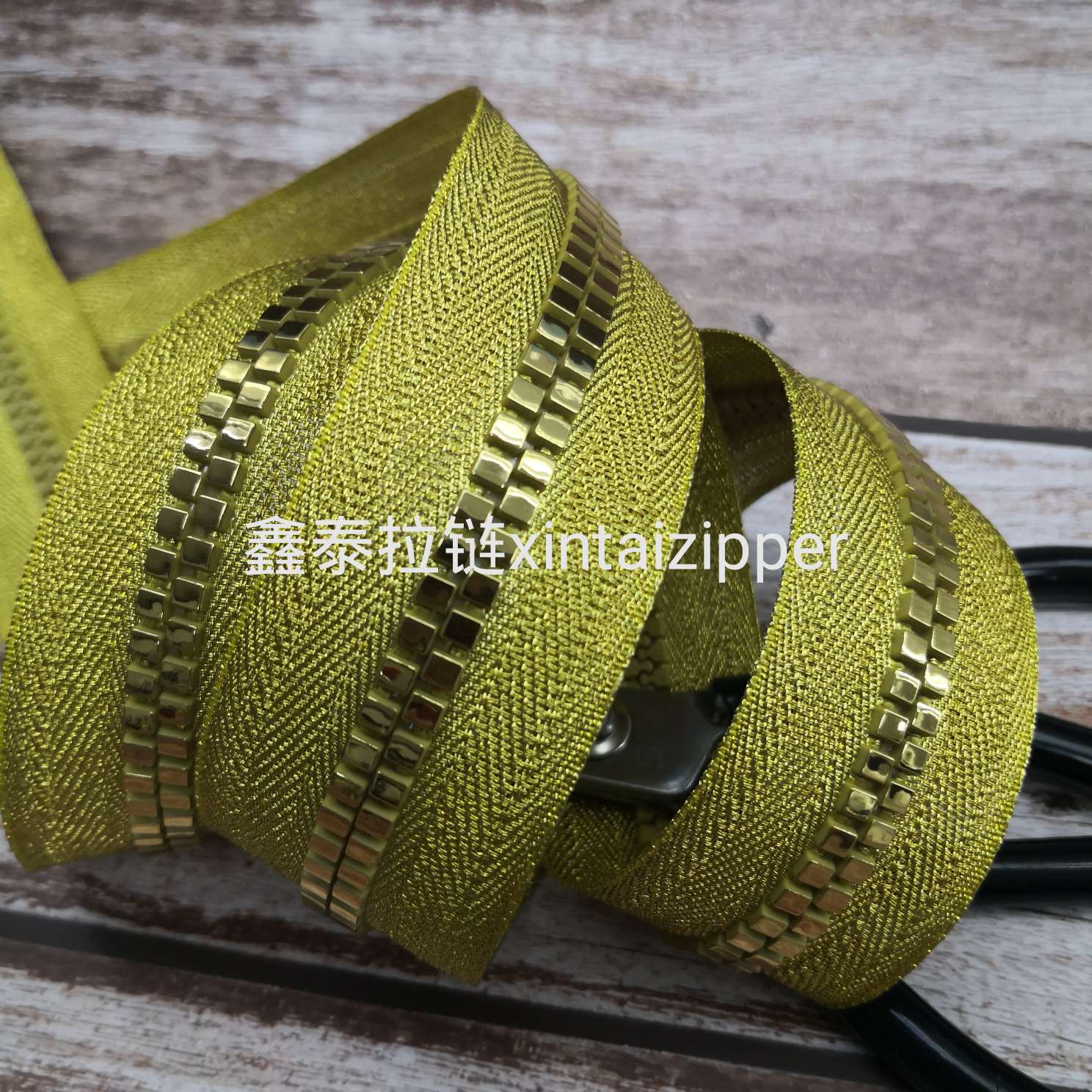 8号树脂拉链码装金色方块牙-  小样